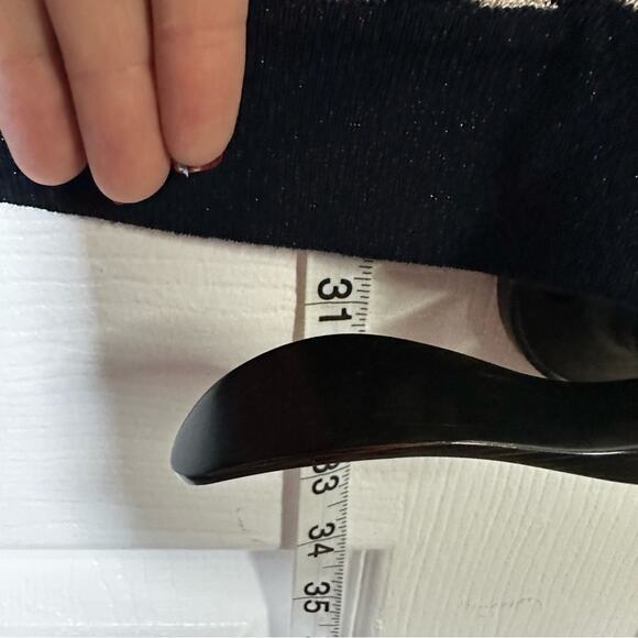 Chicos 2 Travelers Cardigan large Black Gold Stripe Knit Jacket Dolman Sleeve - Picture 9 of 10